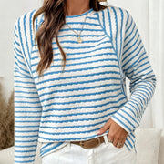 Cozy Autumn Viscose Pullover – Striped & Plaid Long‑Sleeve