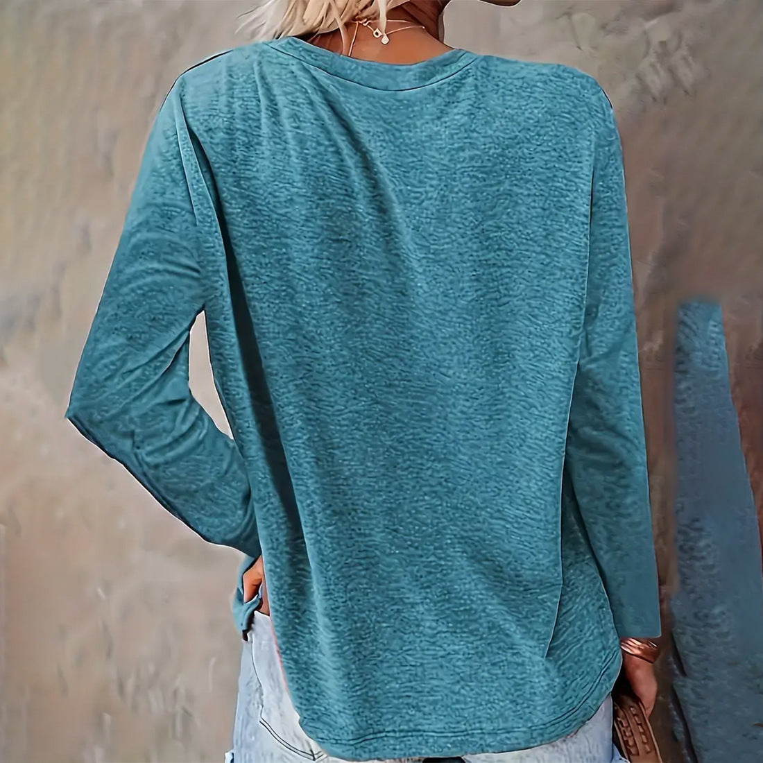 Festive Christmas Tree Print Long-Sleeve Casual Tee
