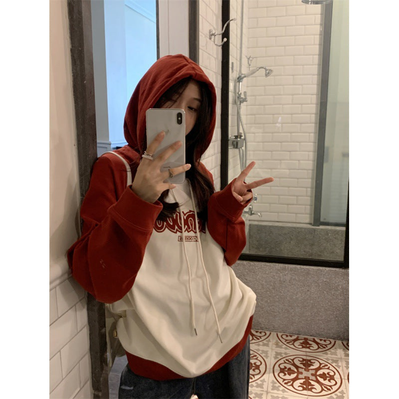 Cozy Embroidered Letter Raglan Sleeve Hoodie