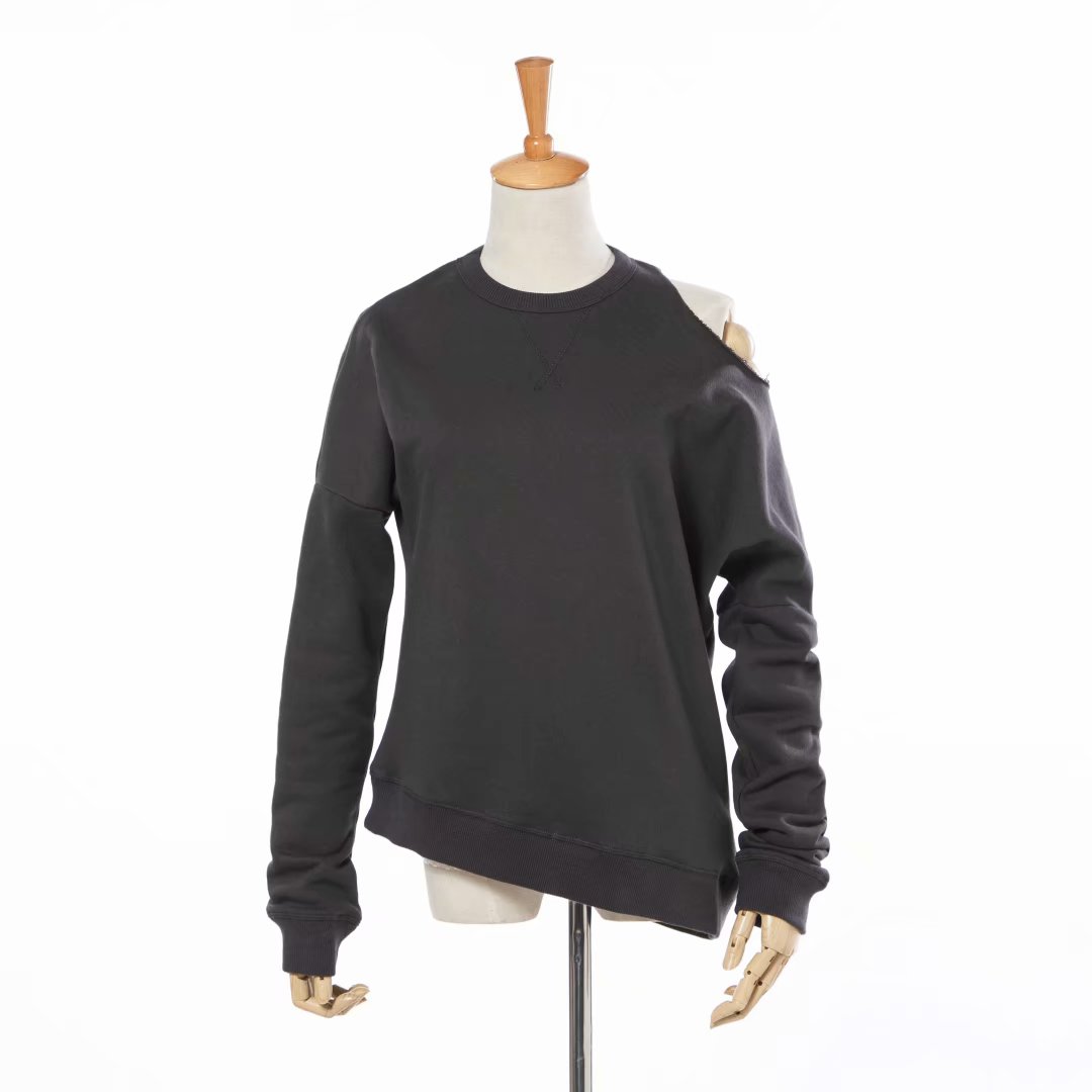 American Retro Dark Gray Chic Hair Circle Round Neck Hoodie