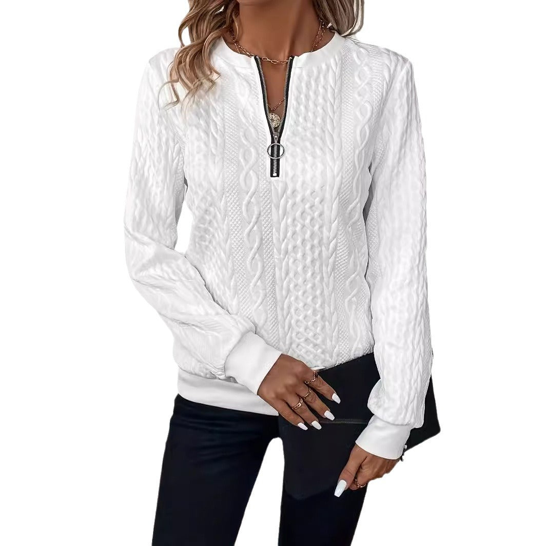 Women's Half-Zip Pullover Long-Sleeve Casual Sweater