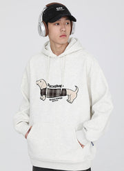 Cute Sausage Dog Embroidered Pullover Hoodie