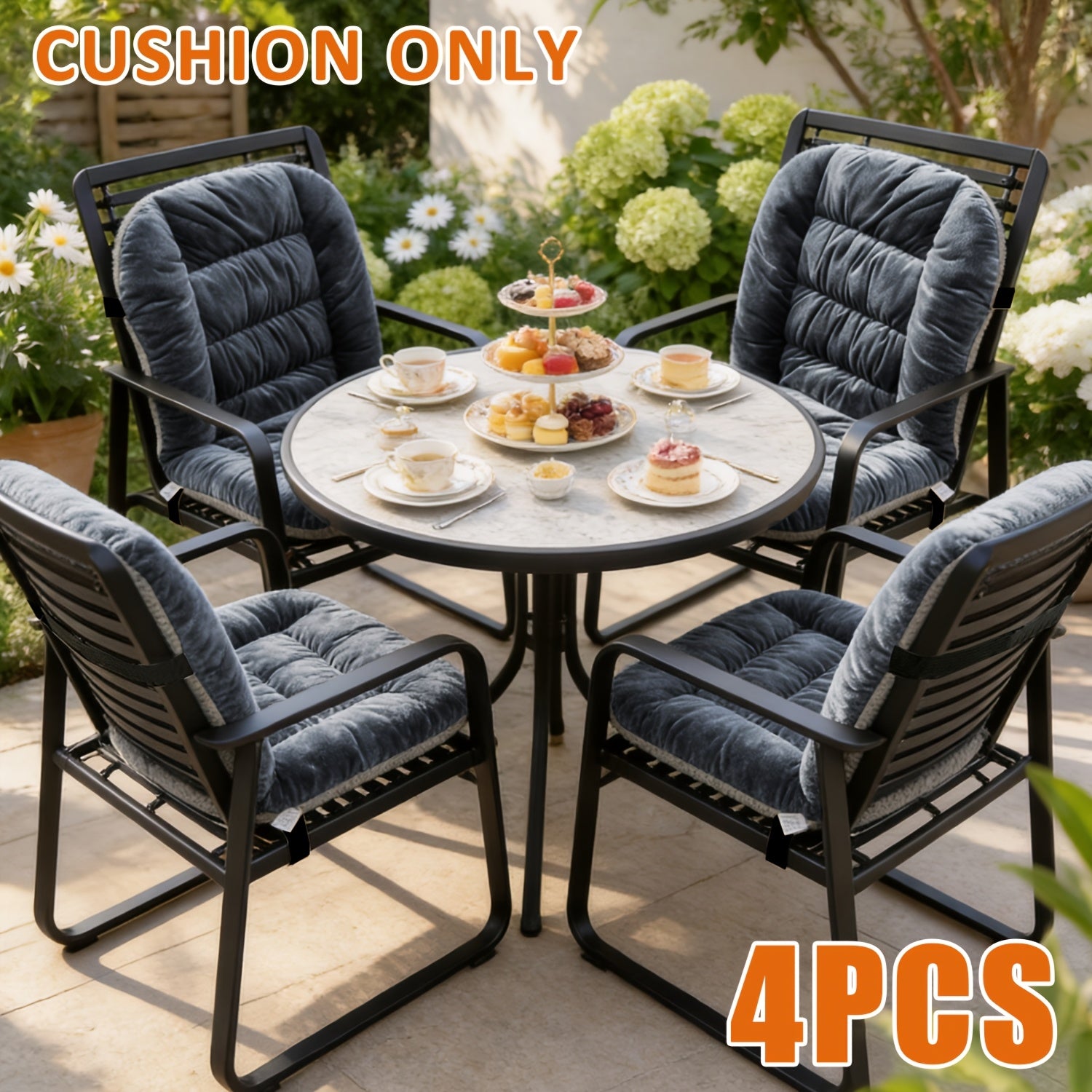 4pcs Thickened Outdoor Chair Cushions with Backrest Support, Suitable for Patio Furniture, Soft And Comfortable, Suitable for Garden Loungers, Terraces, And Balcony Furniture, Durable And Comfortable Fit