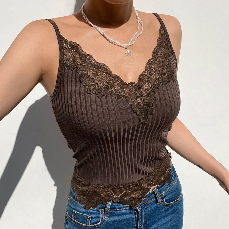 Sexy Lace V-Neck Irregular Sling Camisole