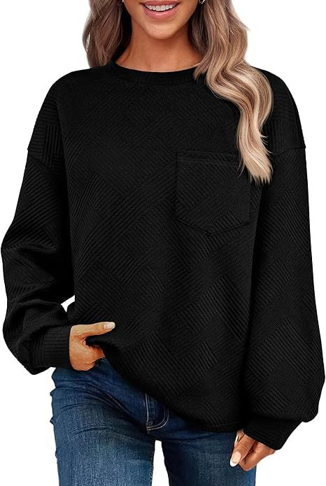 Cozy Drop-Shoulder Textured Long-Sleeve Sweater
