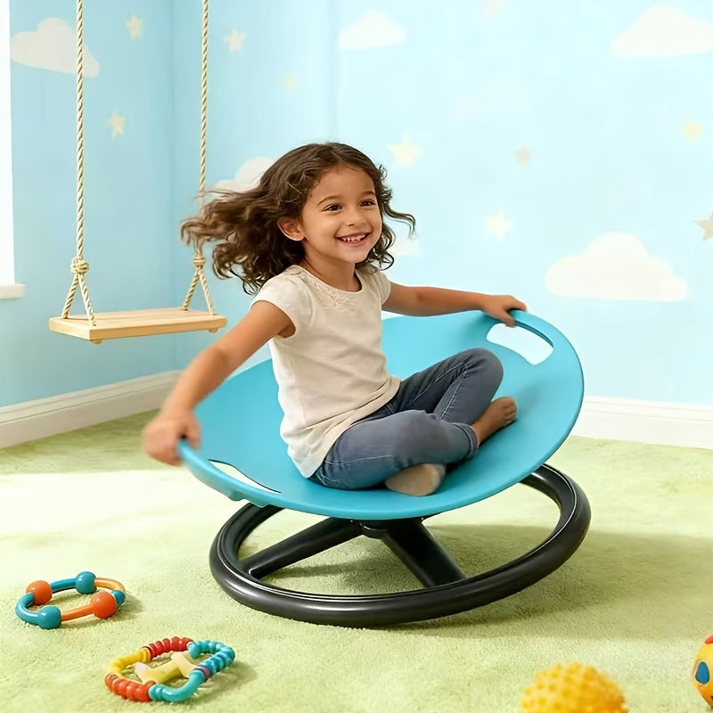 Autism Therapy Spin Chair with Oval Eggshell Design, Blue/Orange, Anti‑Slip Metal Base – Training & Rehabilitation