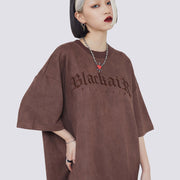Men's Suede Letter Embroidered Streetwear Short Sleeve Tee