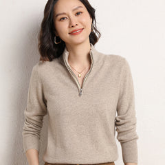 Half-open Zipper Collar Pullover Knitted