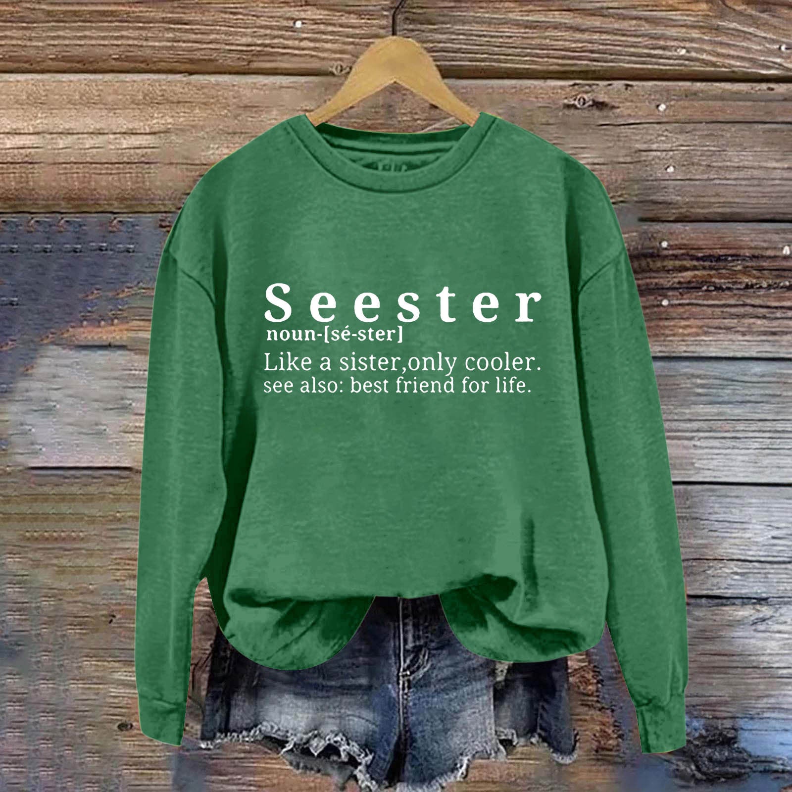 Chic Letter Print Round Neck Women's Casual Sweatshirt