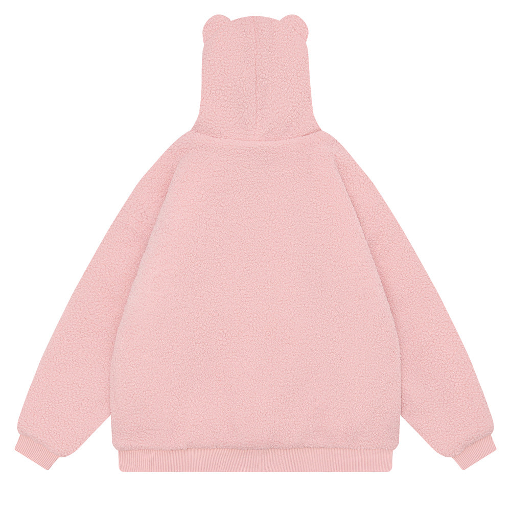 Teddy Bear Ear Hooded Lamb Wool Winter Coat