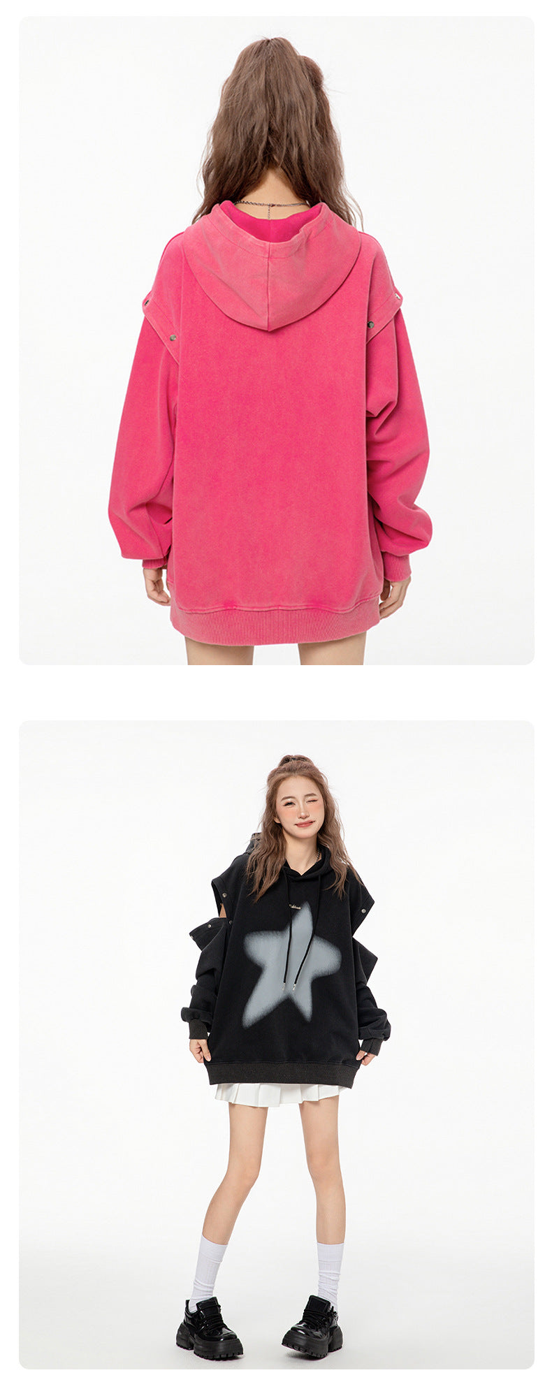 Distressed Graphic Couple's Loose Fit Autumn Sweater