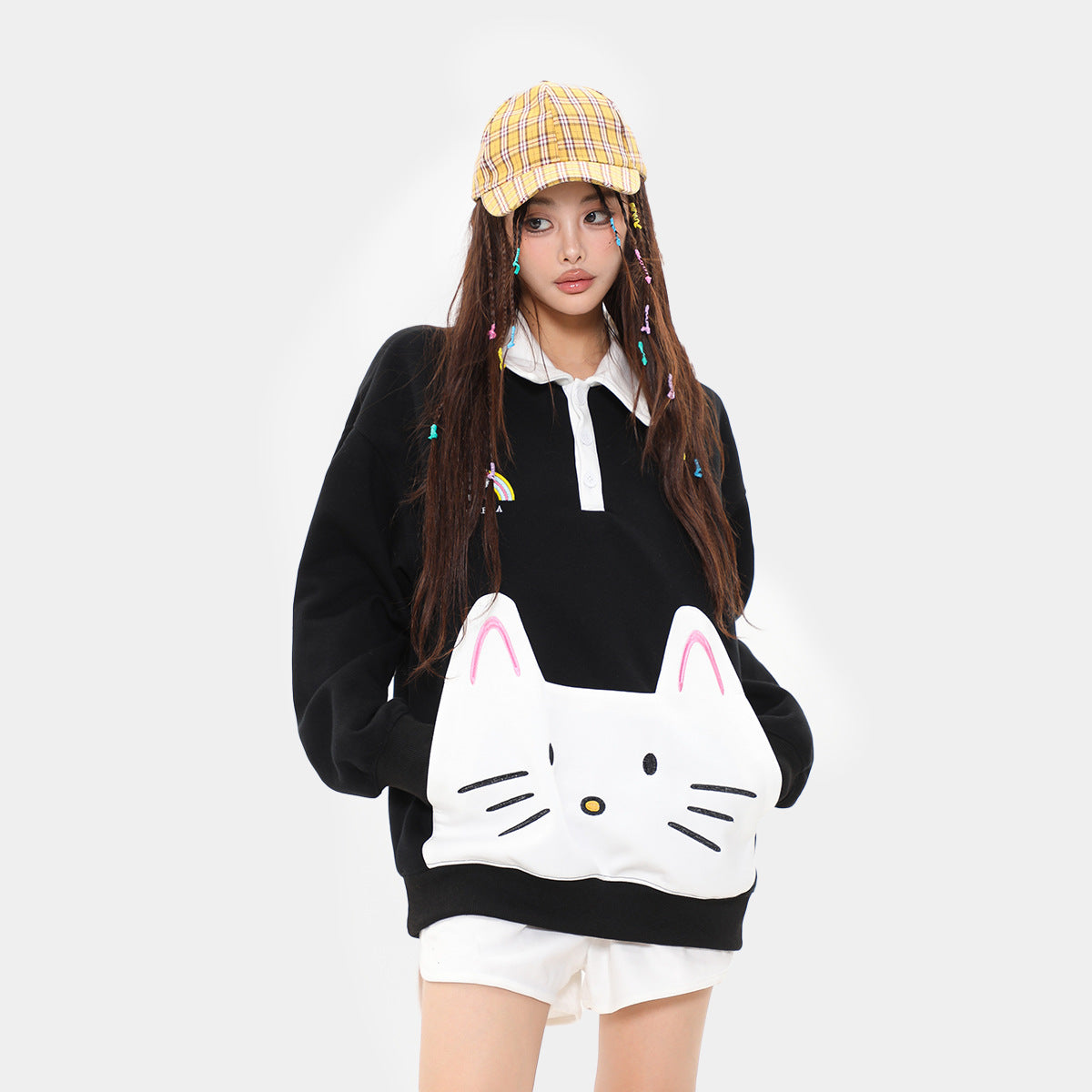Cozy Unisex Cat Patch Knit Sweater