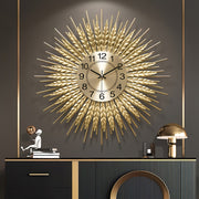 Golden Modern Silent Wall Clock For Living Room, 24 * 24 Inch Luxury Metal Decorative Wall Clocks, 3D Creative Timepiece For Home Decor Enthusiasts Perfect Gift For Housewarming Birthday