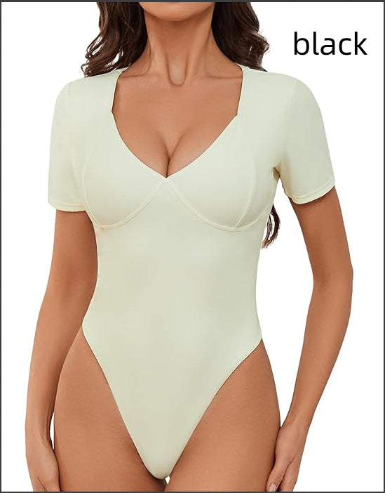 Women's Seamless Short Sleeve Body-Shaping Slim Fit Bodysuit
