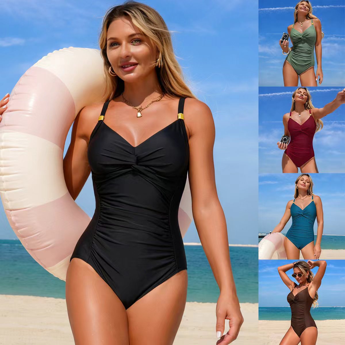 Solid Color Sports Bikini Swimwear for Fitness and Swimming