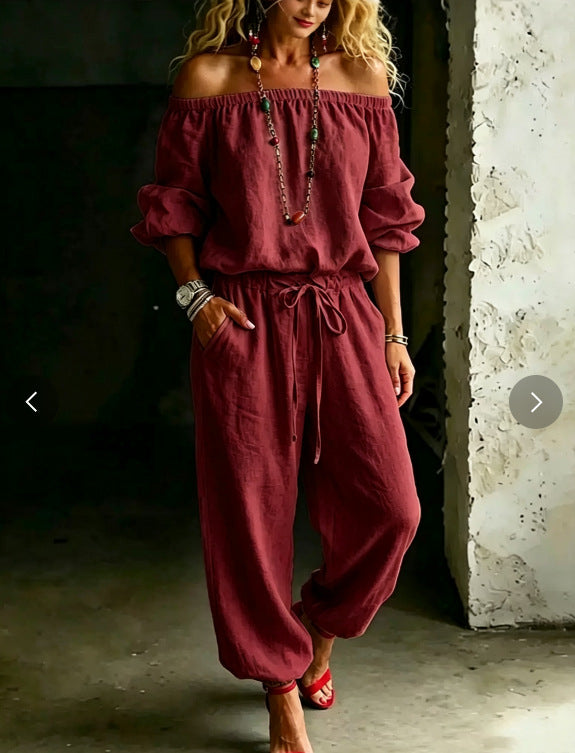 Chic One-Shoulder Top & Jogger Jumpsuit Set
