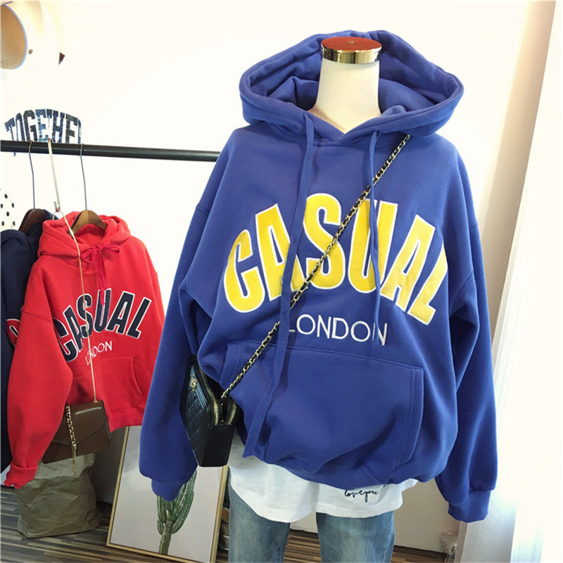 Korean Style Loose Winter Pullover Hoodie for Women