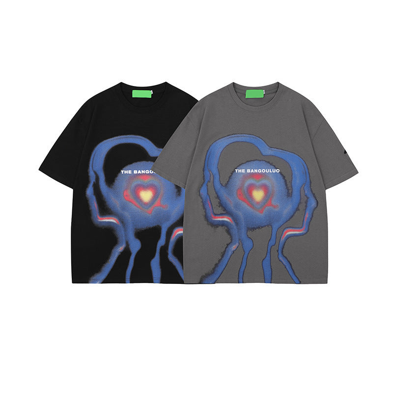 3D Alien Print Casual Loose Short Sleeve T-Shirt