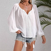 Womens Loose-Fit Sun-Protective Top With Spliced Lacing