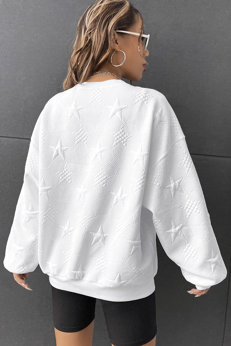 Geometric Casual Loose Round Neck Pullover for Women