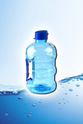2.3 liter blue handled plastic water jug with lid