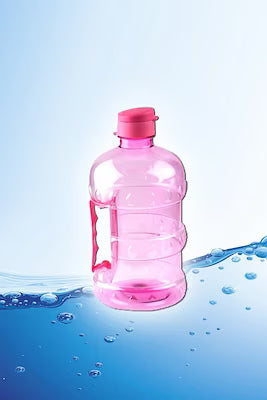 2.3 liter pink handled plastic water jug with lid