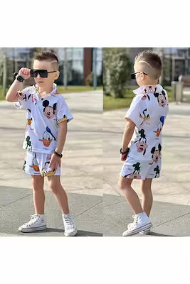2-Piece Combed Cotton High-Neck Top and Bottom Set for Infants