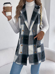 Plaid Long Vest for Women - Warm & Stylish