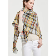 Oversized Plaid Scarf for Women - Soft Warm Blanket Scarf with Tassels