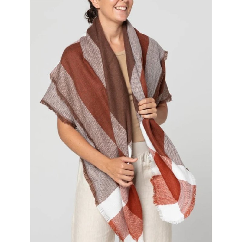 Large Grid Plaid Tassel Scarf for Women