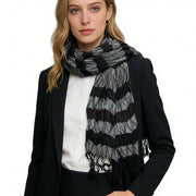 Soft Warm Beige Scarf with Unique Texture Jacquard Pattern