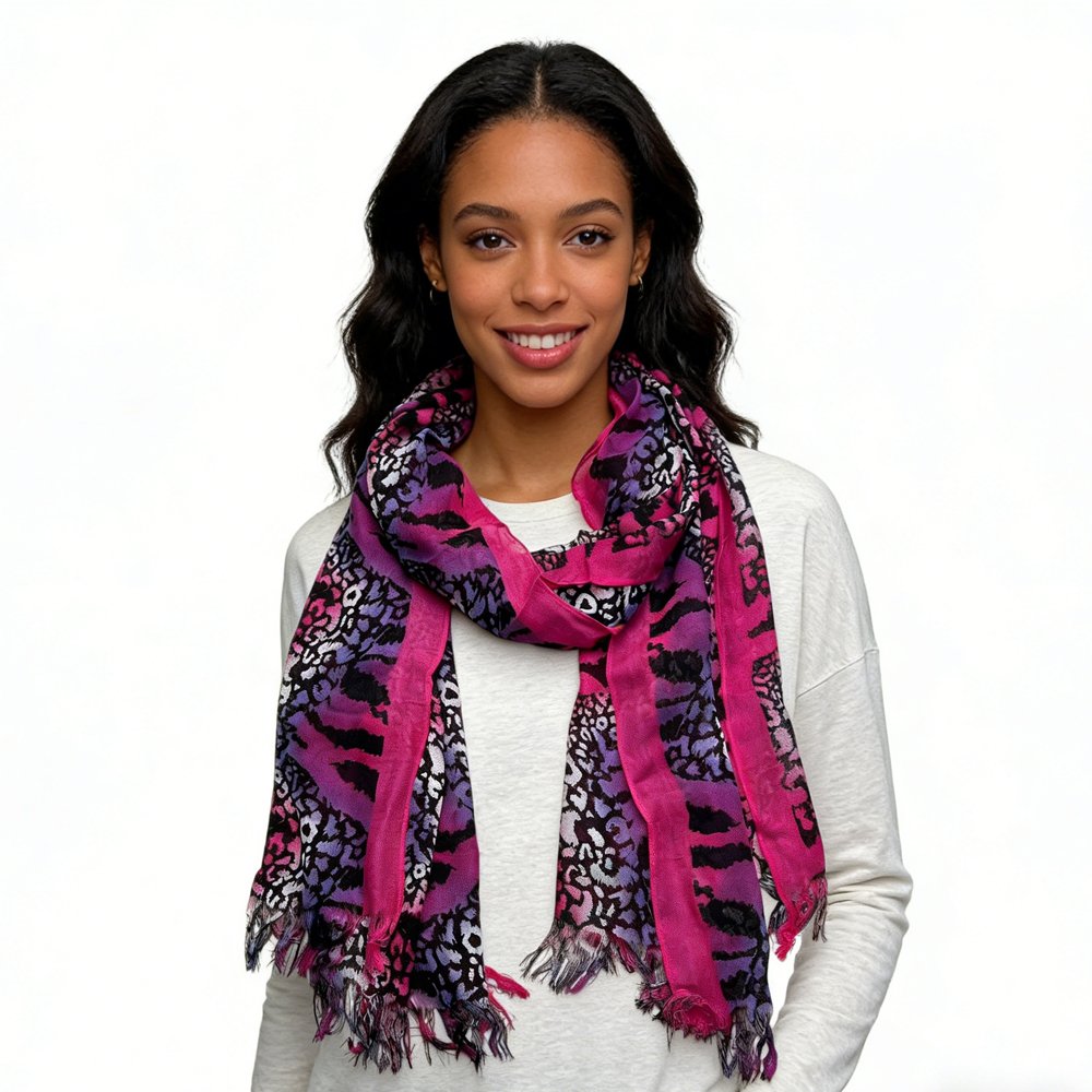 Bold Hot Pink Printed Scarf for Women and Men - Extra Long & Stylish