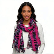 Bold Hot Pink Printed Scarf for Women and Men - Extra Long & Stylish