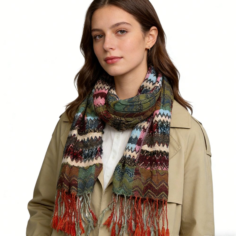 Jacquard Leaf Print Scarf for Women & Men