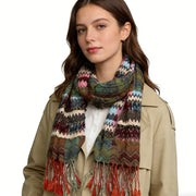 Jacquard Leaf Print Scarf for Women & Men
