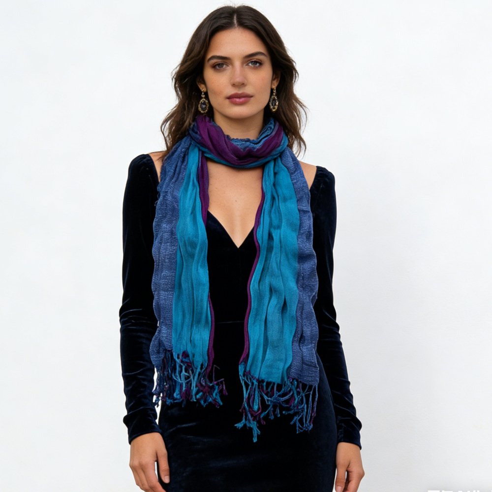 Soft Sky Blue Crinkle Scarf for Women Men - Casual Chic Accessory