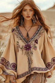 Boho V-Neck Bell Sleeve Loose Top