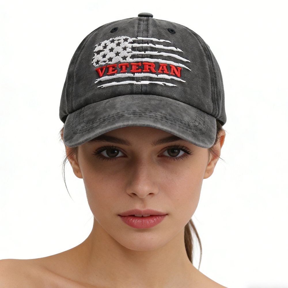 Patriotic Baseball Cap for Men & Women - Distressed Veteran Army Hat