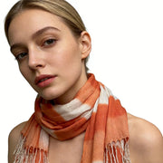 Add a Pop of Color with Orange Red Printed Scarf