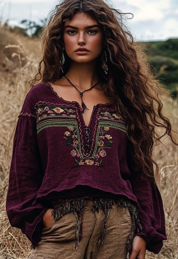 Women's Boho Retro Floral T-Shirt