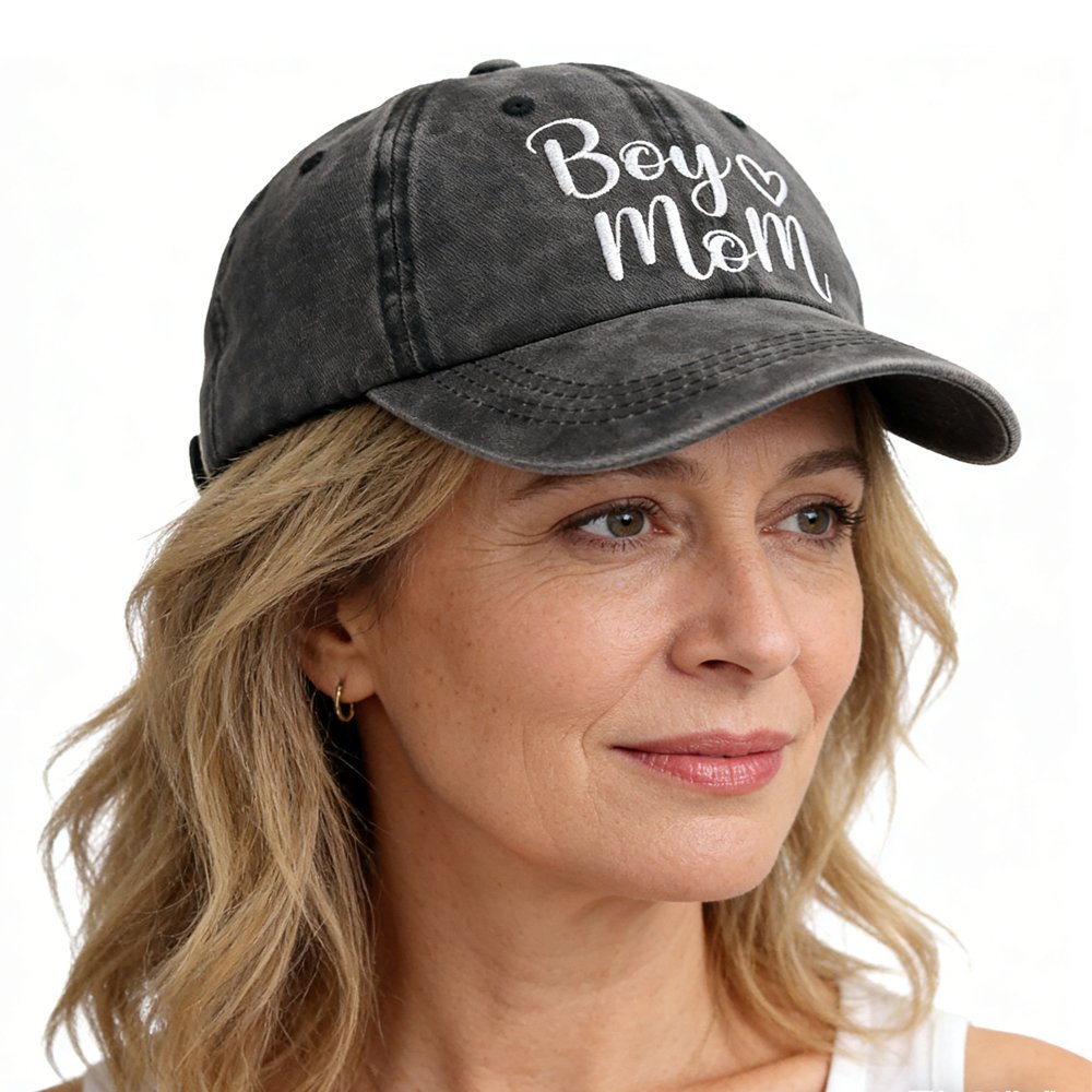 Boy Mom Baseball Cap for Women, Mom Gifts, Adjustable Embroidered Cotton Hat