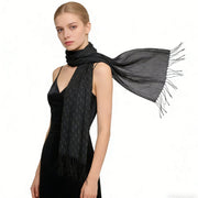 Elegant Black Evening Scarf - Versatile 67inchx26inch Print Scarf