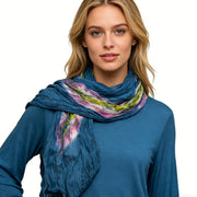 Bohemian Turquoise Tie-Dye Cotton Scarf - Soft & Breathable