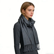 2pc Grey Tone-on-tone Jacquard Scarf Set, Luxe Evening Wear for Women & Men