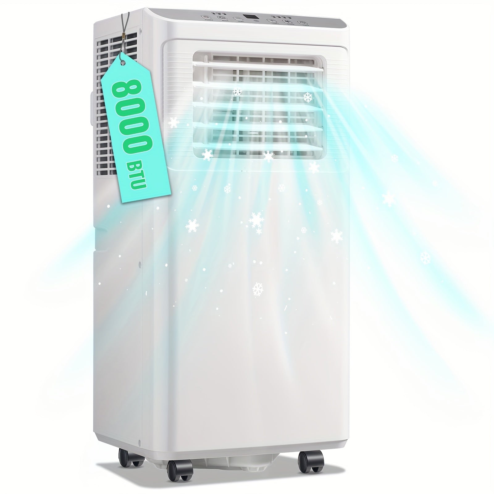 Portable 3‑in‑1 Air Conditioner – 8000 BTU Cooling (4400 BTU SACC), Remote Control, 24‑Hour Timer, Dehumidifier, Compact Air Cooler for Small Rooms