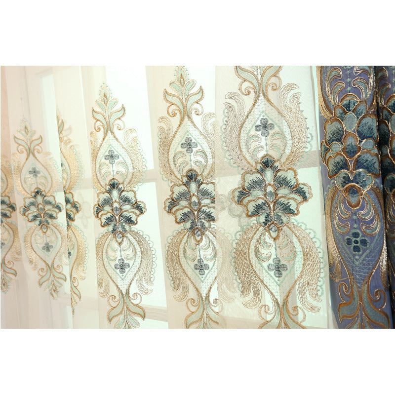 Slub Cotton Embroidery Curtain Fabric