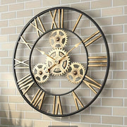1pc 24"Gear Metal Silent Wall Clock, The Second Hand Is Upgraded To Small Gear, For Living Room, Bedroom Kitchen, Cafe, Shop Wall Decor, Mother's Day Spring Easter Gift