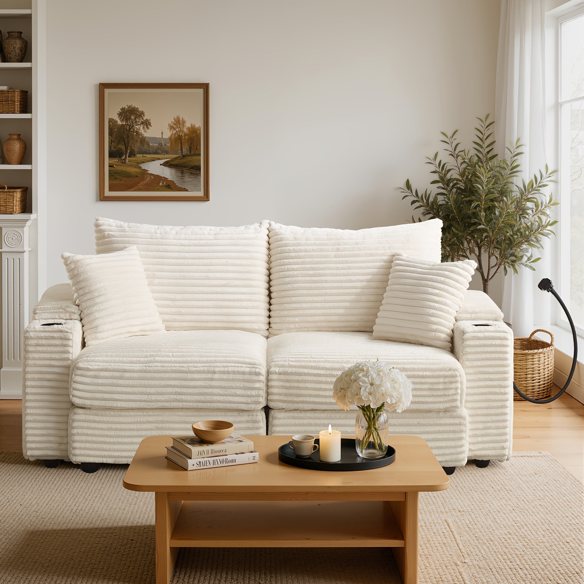 Left chaise L-shaped sectional sofa with memory foam cushions and corduroy upholstery
