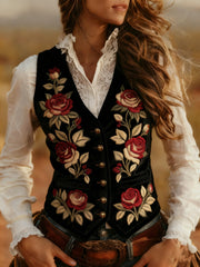Retro V-Neck Sleeveless Vest for Women