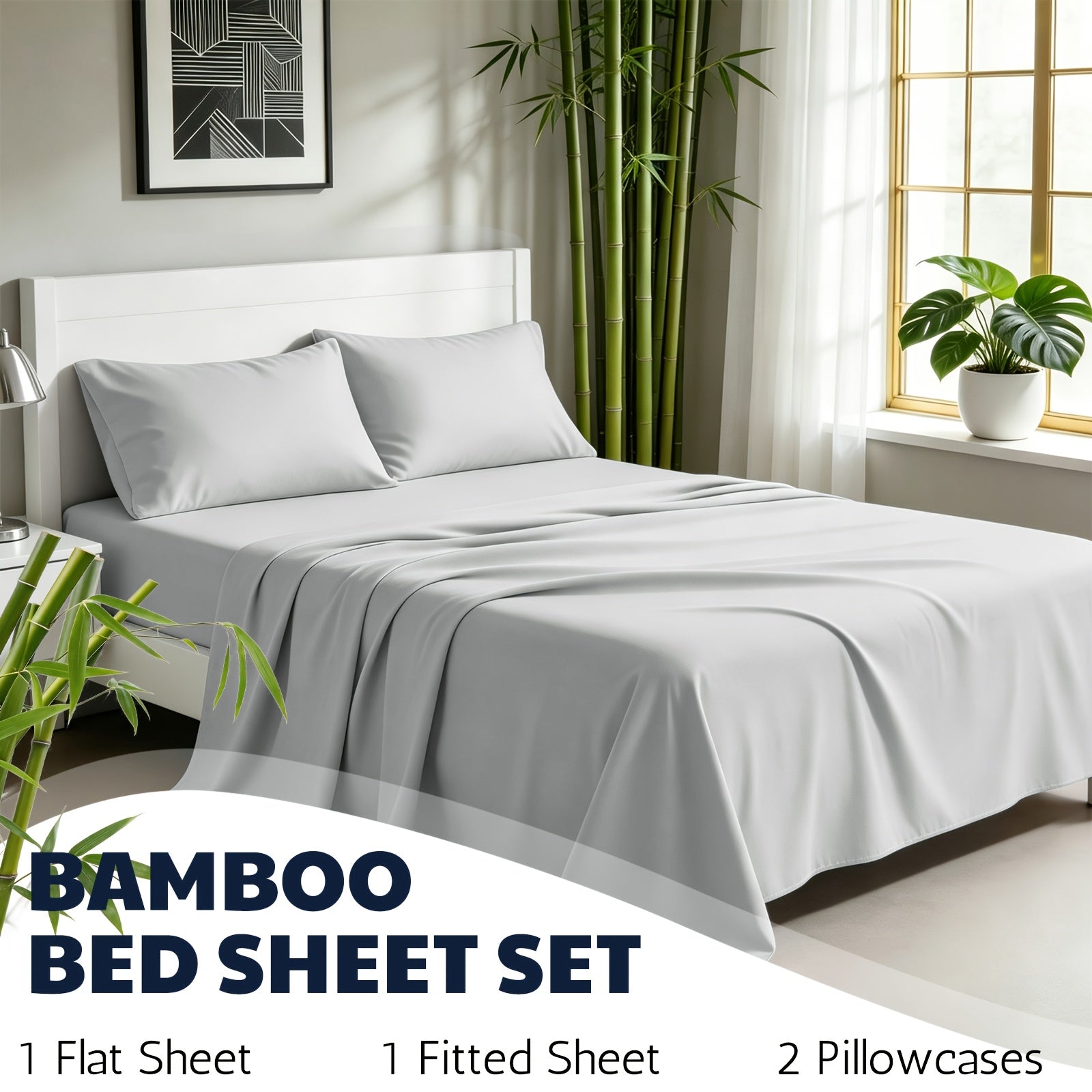 Cooling Bamboo Fiber Sheet Set – 16‑Inch Extra‑Deep Pocket, Twin to King Sizes